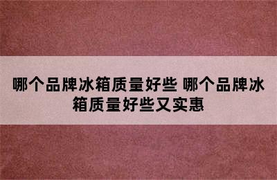 哪个品牌冰箱质量好些 哪个品牌冰箱质量好些又实惠